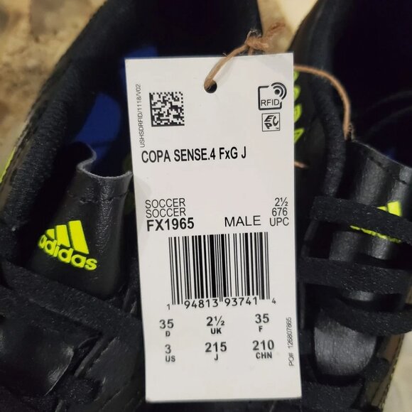 Adidas Copa Sense.4 FxGJ Soccer Cleat Core Black/Solar Yellow US Little Boy's 3 - Picture 9 of 10